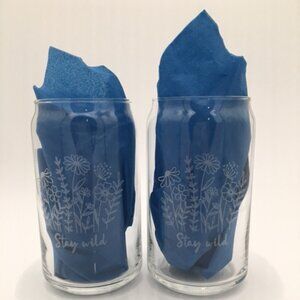 16 oz. Custom Engraved Stay Wild Floral Can Glass